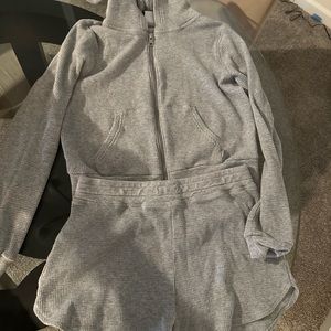 TNA waffle zip hoodie and shorts